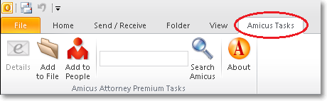 Amicus tasks tab